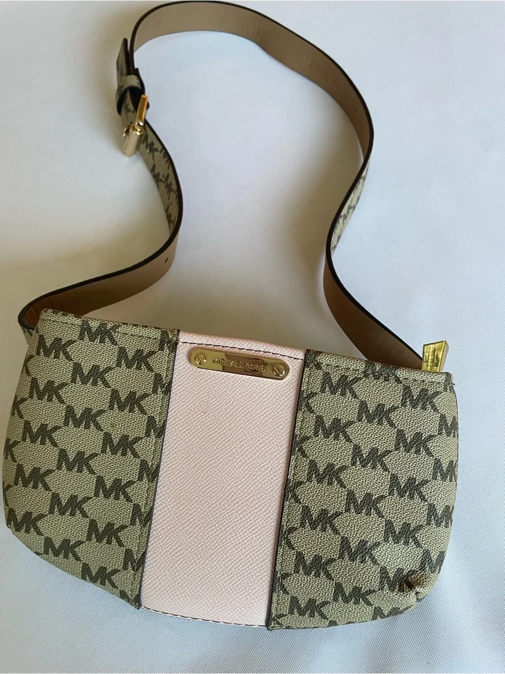 🔥 Michael Kors MK Signature Pink Belt Bag Fanny Pack
